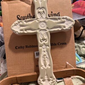 Southern Living At Home Ceramic Cross in Cream
